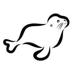 A small merry fur seal, a sketch of black lines