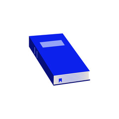 Close paper book with blue hardcover flat icon for back to school or literary leisure concept isolated on white background - reading literature element for education in vector illustration.