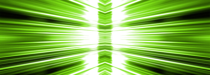 Obraz premium Radiating white light burst on green banner