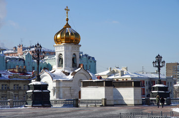 MOSCOW, RUSSIA - February, 2018: The Cathedral of Christ the Saviour in winter day