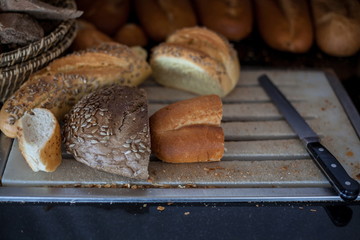 homemade bread on a table and in a basket