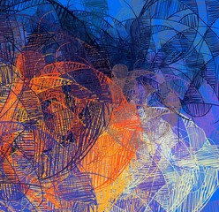 Abstract painting on canvas. Hand made art. Colorful texture. Modern artwork. Strokes of fat paint. Brushstrokes. Contemporary art. Artistic background image.