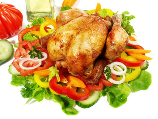 Grillhähnchen auf Salat
