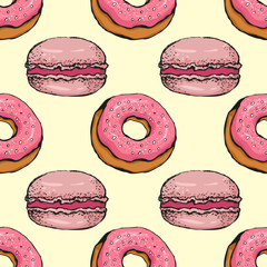 Seamless pattern with macaroons color sketch 1