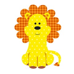 Vector illustration of a cute textile lion