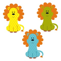 Vector illustration of a cute textile lion