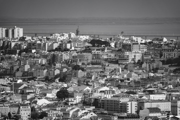 Long shot of Lisbon downtown