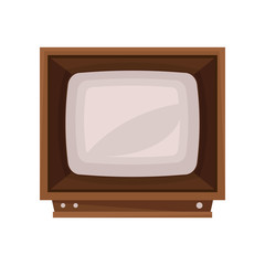 Retro TV in the wooden case vector Illustration on a white background