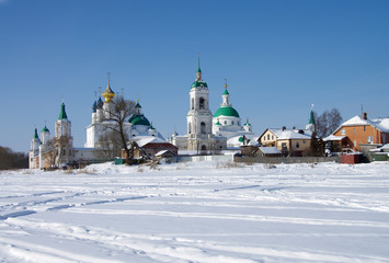 ROSTOV, RUSSIA - February, 2018: Rostov the Great. Spaso-Yakovlevsky Monastery in winter day