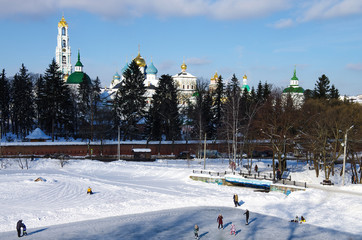 SERGIYEV POSAD, RUSSIA - February, 2018: Trinity Sergius Lavra in Sergiev Posad