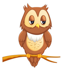 Cute owl cartoon eyes wistful