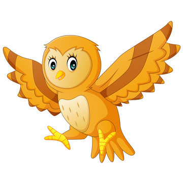 Cute owl cartoon flying