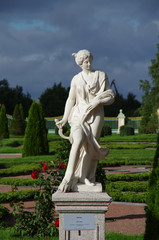 LOMONOSOV, ST. PETERSBURG, RUSSIA - August, 2017: Oranienbaum Palace and Park Ensemble. Sculpture...