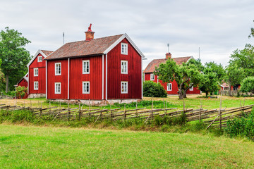 The historic village of Stensjo in Smaland, Sweden, as seen from a nearby field. © imfotograf