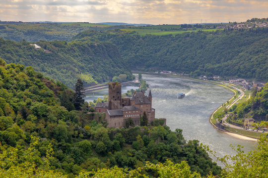 Castle Katz in sankt Goarshausen Rhine Valley landscape Germany