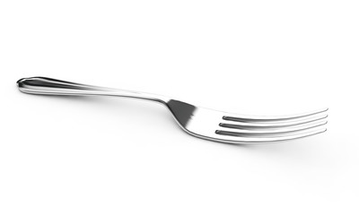 3d rendering of fork on white background