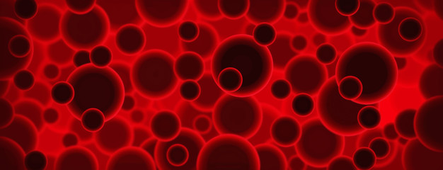 Background with red spherical particles. 3D rendering