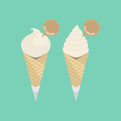 Soft Ice Cream with Waffle Cone Vector