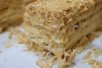 close-up of Napoleon cake