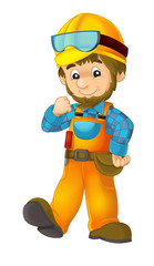 cartoon construction worker - on white background - illustration for children