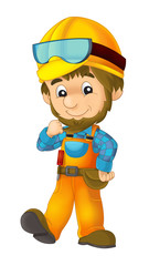 cartoon construction worker - on white background - illustration for children