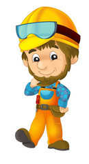 cartoon construction worker - on white background - illustration for children