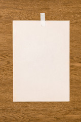 top view of blank white paper on wooden table