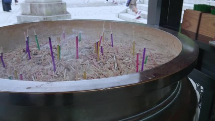 Incense kettle at a Buddhist temple - TOKYO / JAPAN - JUNE 12, 2018