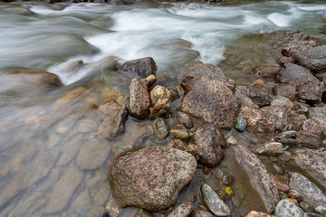 Kleiner Bach in idylischer Wiesen und Waldlandschaft
