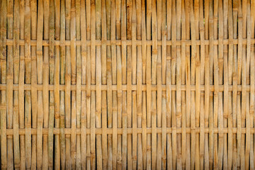 Conservative Bamboo Woven Pattern Texture Background. Rustic Handmade Wooden Design.