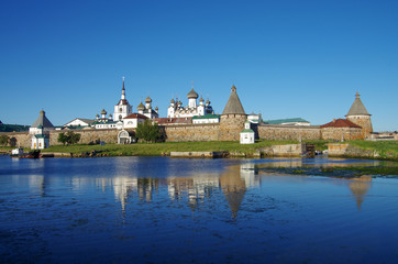 SOLOVKI, REPUBLIC OF KARELIA, RUSSIA - August, 2017: Solovki Monastery at summer day. View from the White Sea