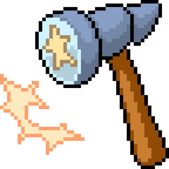 Obraz premium vector pixel art hammer