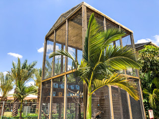 RISHON LE ZION, ISRAEL -JUNE 18, 2018: A big bird shelter or bird cage in central park in Rishon Le...
