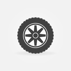 Fototapeta premium Car wheel with tire vector simple icon
