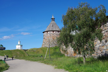 SOLOVKI, REPUBLIC OF KARELIA, RUSSIA - August, 2017: Solovki Monastery at summer day