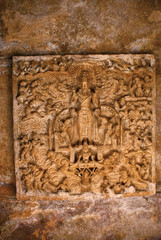 A large panel of the Surya, the Sun God. East entrance ceiling, Virupaksha Temple, Pattadakal temple complex, Pattadakal, Karnataka, India