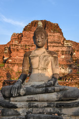 Buddha statue in of Ayutthaya historical park, Thailand