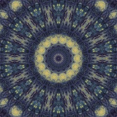 Abstract oil painting style artwork. Mystic pictorial art. Magic sacred geometry. Meditative indian mandala. Feng shui and yoga traditional design pattern. Fantasy fractal symmetric creative print.