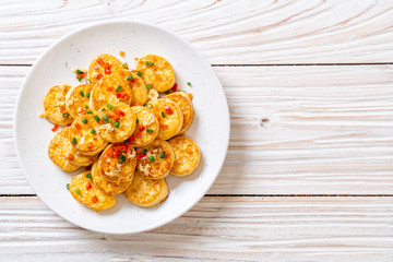fried soft  egg tofu with garlic