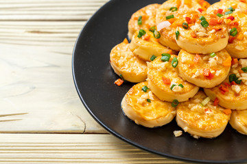 fried soft  egg tofu with garlic