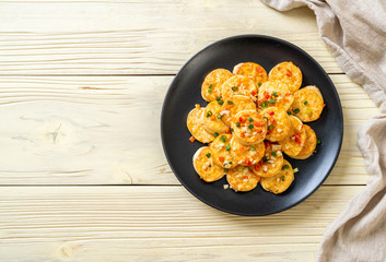 fried soft  egg tofu with garlic