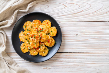 fried soft  egg tofu with garlic