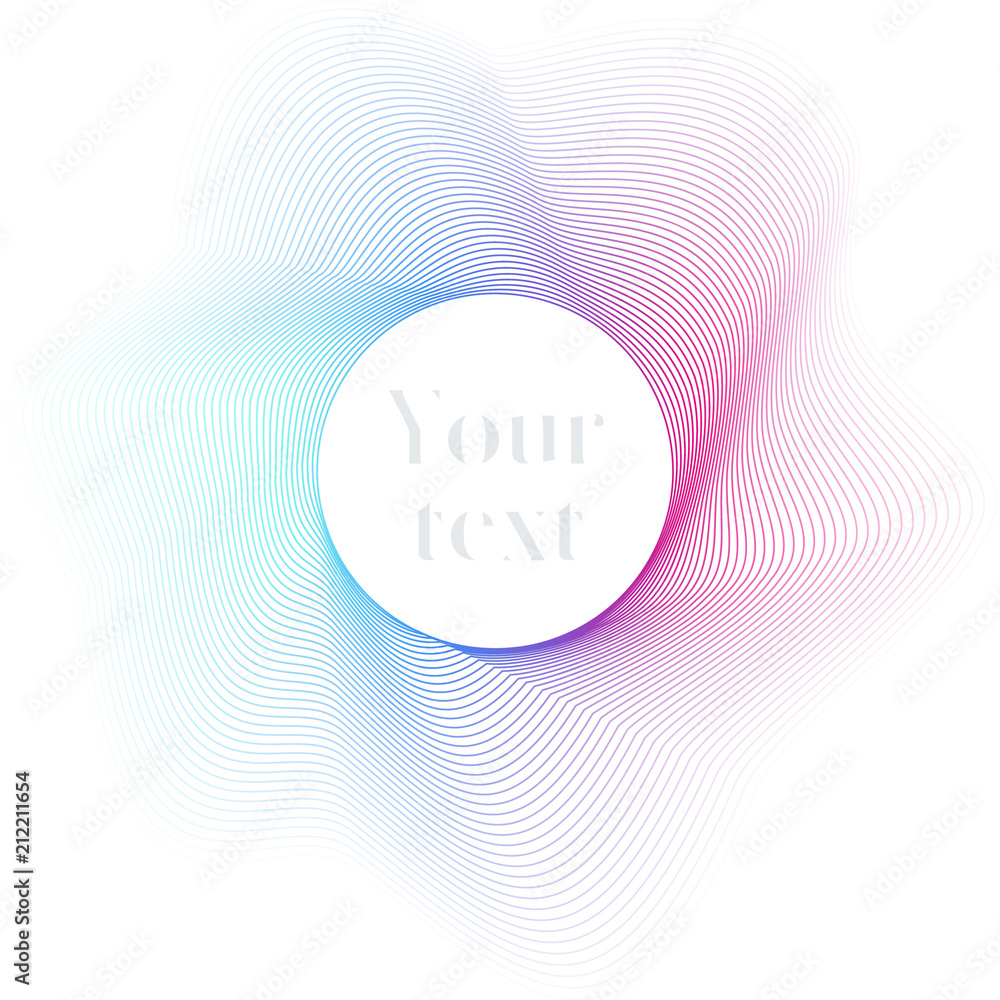 Poster abstract wavy background, banner with colorful wave line pattern template, text box vector illustrat