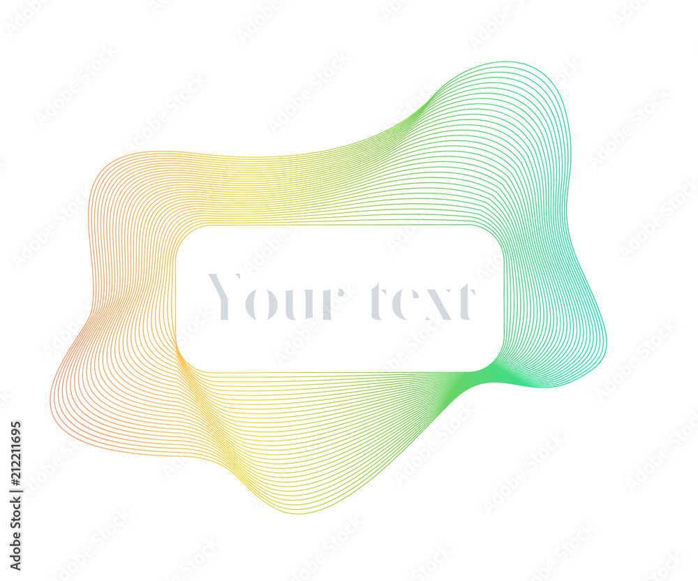 Poster abstract wavy background, banner with colorful wave line pattern template, text box vector illustrat