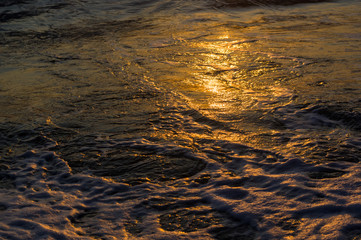 Amazing sea sunset, the sun, waves, clouds