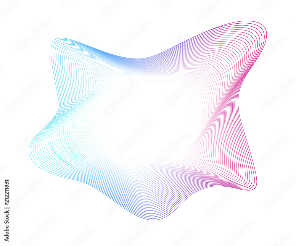 Poster Abstract wavy background, banner with colorful wave line pattern template, text box vector illustration.