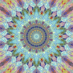 Painting in impressionism style mystical mandala. Traditional Indian artwork. Expression modern art. Sacred geometry.