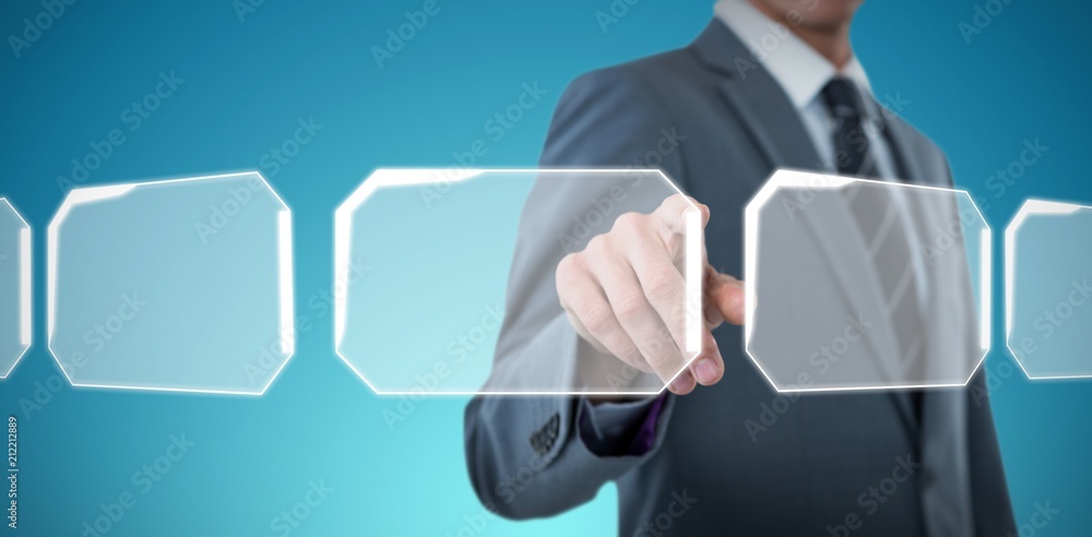Poster composite image of midsection of elegant businessman pointing