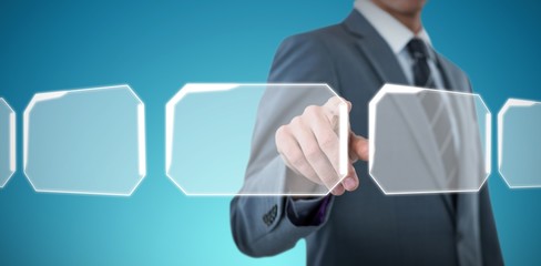 Composite image of midsection of elegant businessman pointing