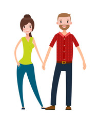 Happy Couple Man and Woman Vector Isolated White